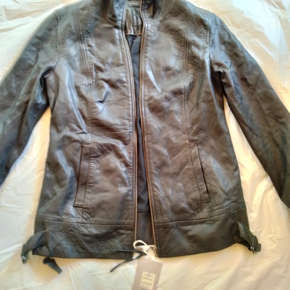 Tommy Bahama indigo palms Iridescent Leather Jacket! Size M-L - Picture 2 of 12